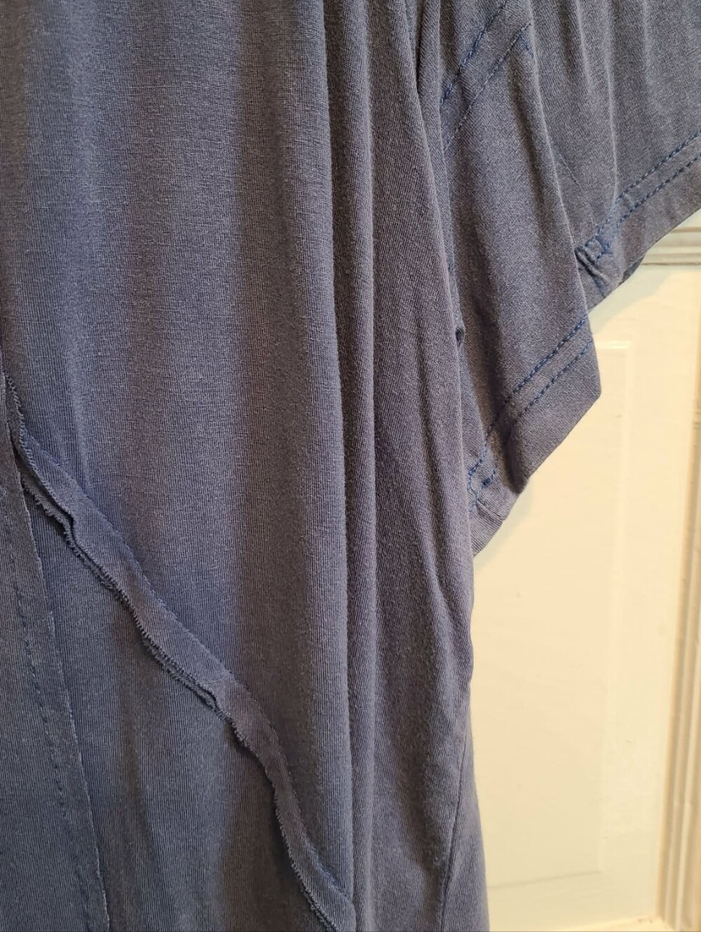POL Indigo Blue Short-Sleeve Hooded V-Neck Pullover Size M - Picture 3 of 5